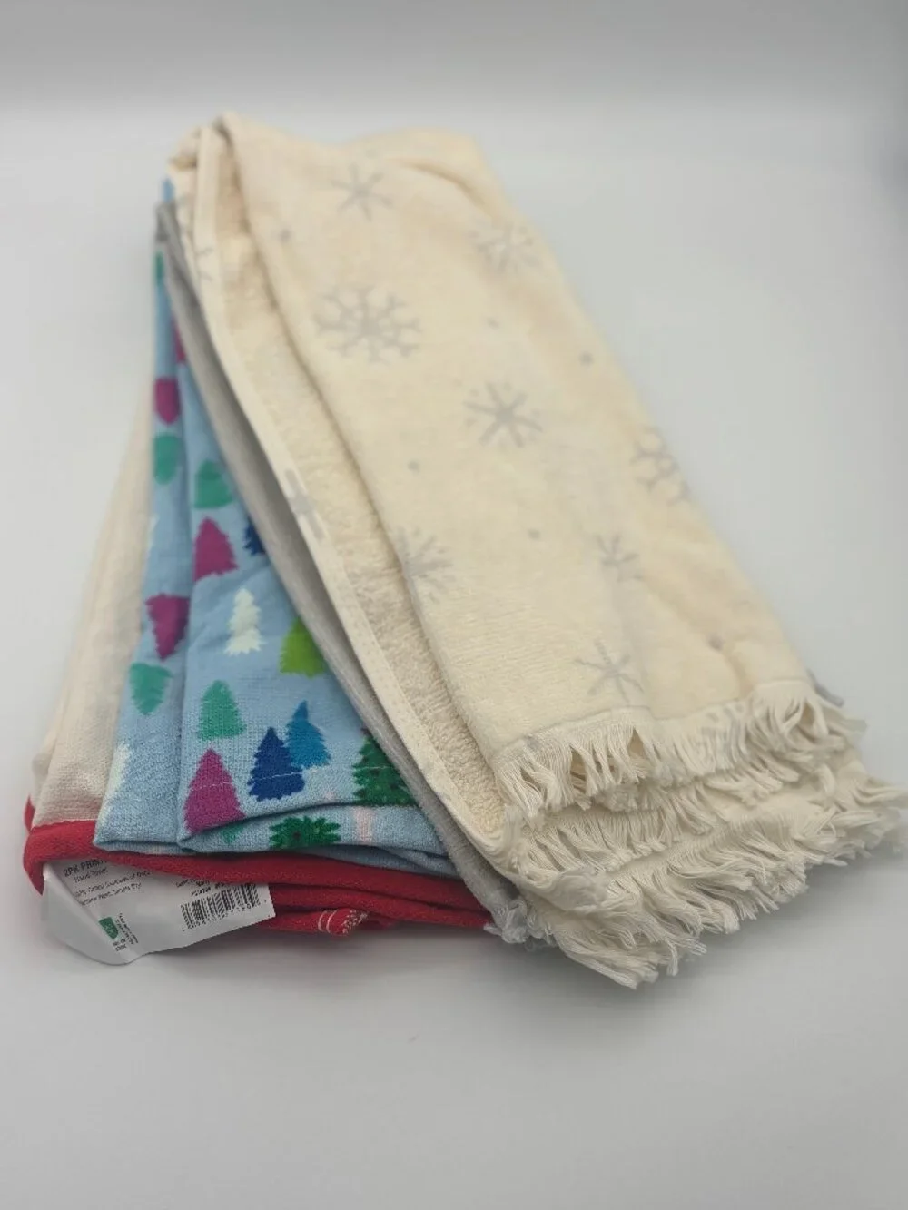 Christmas Kitchen Towels Holiday, Merry Christmas, Trees, Snowflakes 3 Pack NEW